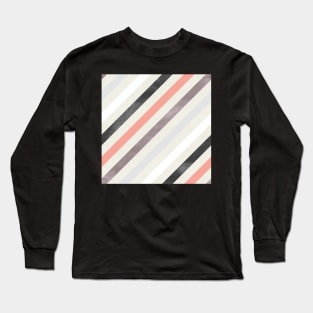 Diagonal Stripes in Black and Pink Long Sleeve T-Shirt